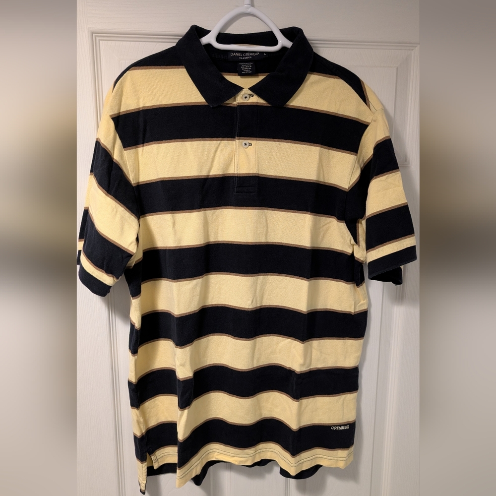 Striped Polo Shirt - Black and Cream